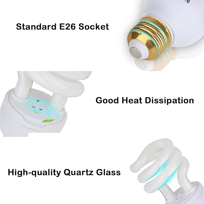UVB Bulb for Reptiles, 5.0 13W UVB Light for Reptiles, Hygger zoo UVA UVB Reptile Light Bulb Reptile UVB Bulb UVB Light for Hermit Crab Snake Chameleon Reptile Lamp Terrarium Lamp for Tropical Reptile