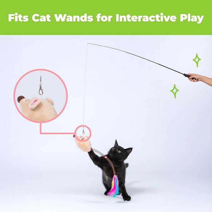 Catify Interactive Cat Toy - Squeaking Mice Set, Beige & Gray - Image 8