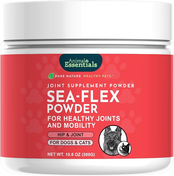 Animal Essentials Sea Flex Powder for Dogs & Cats - Pet Wellness Supplement for Joint & Hip Support, Natural Formula with Green Lipped Mussel & Seaweed, Source of Calcium - 10.6 oz
