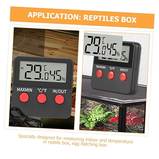 2sets Digital Thermohygrometer Humidity for Reptile Thermostat Indoor Thermometer for Turtle Snake Lizard Tanks