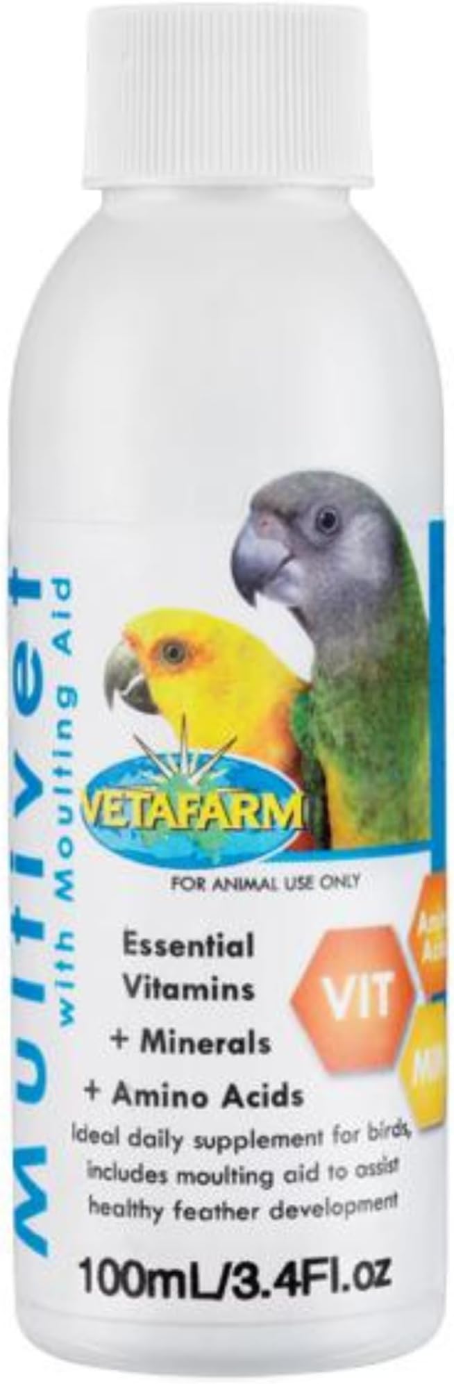 Multivet with Aid Bird Supplement para Aves - Helps Feather Production Ayuda a Producir Plumas 100ml
