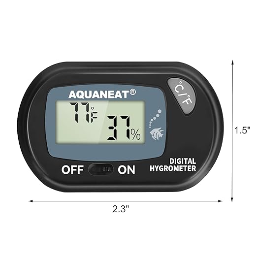 AQUANEAT Reptile Thermometer Hygrometer Digital Display Temperature and Humidity Moniter for Reptiles Rearing Box with Suction Cup