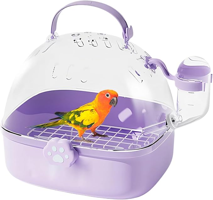Bird Carrier Cage with Water Bottle, Portable Parrot Travel Carrier Cage for Parrots, Hamster, Guinea Pig, Lovebird, Budgies, Small Animal, 17x16x18 cm