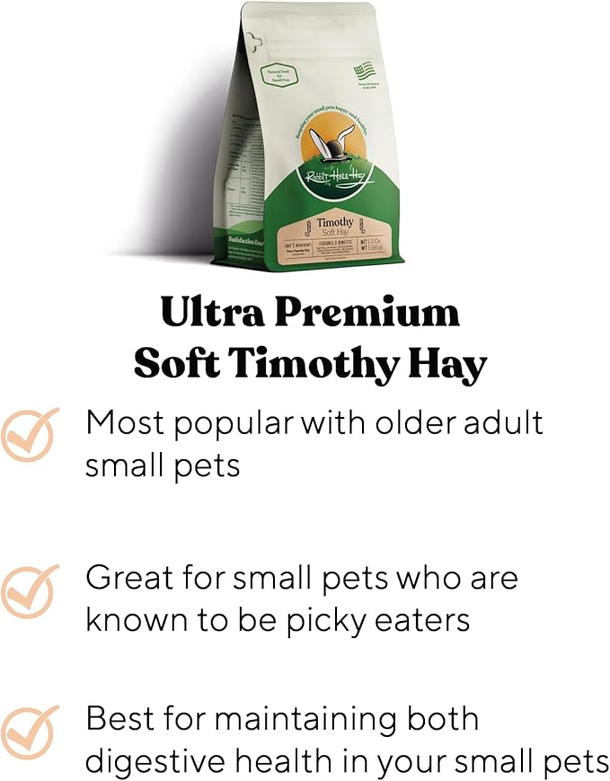 Rabbit Hole Hay - Ultra Premium Soft Timothy Hay for Small Pets - 40 lb Box - Fresh & Nutritious