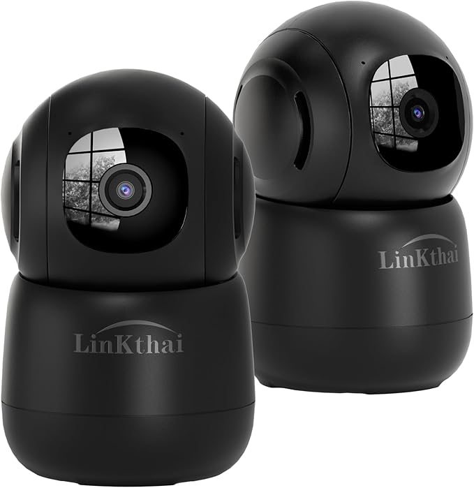 Indoor Camera,2K Cameras for Home Security with App Motion Detection Auto Tracking Alarm Live Notice Schedule Default Location,Pet Camera with Night Vision,2.4 GHz,Black, 2 Pack