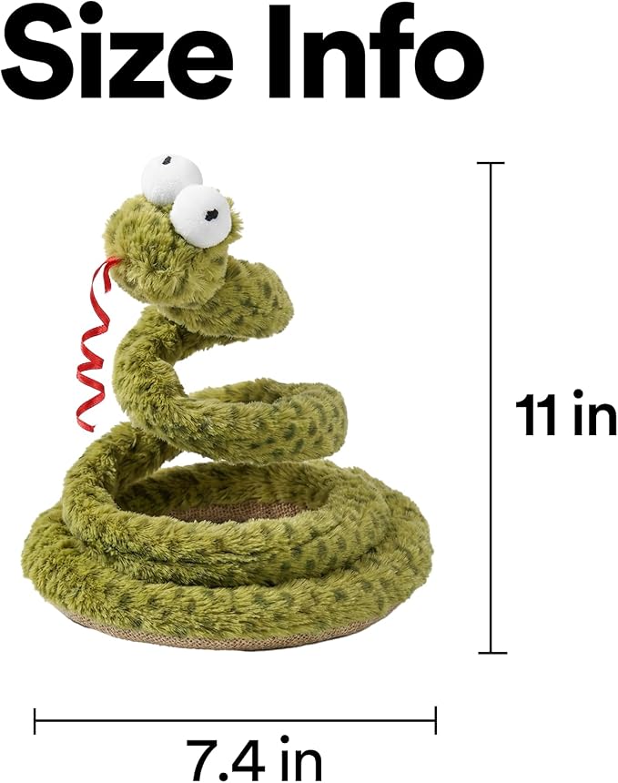ZEZE Forest Snake Spring Interactive Cat Toy with Scratch Base, Bouncy Spiral Plush Teaser with Crinkle Sound & Ribbon, Self-Play Boredom Relief for Indoor Cats - Image 9