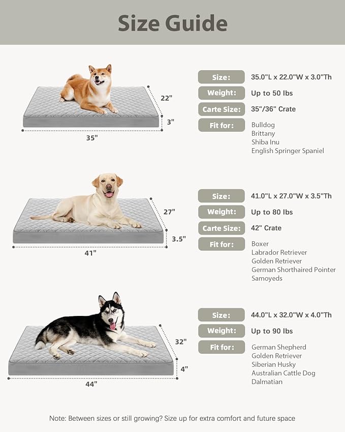 NUPIDA Orthopedic XL Dog Beds Large Sized Dog Waterproof Pet Kennel Pad with Removable Washable Cover and Non-Slip Bottom, 41x27 Inch, Pink