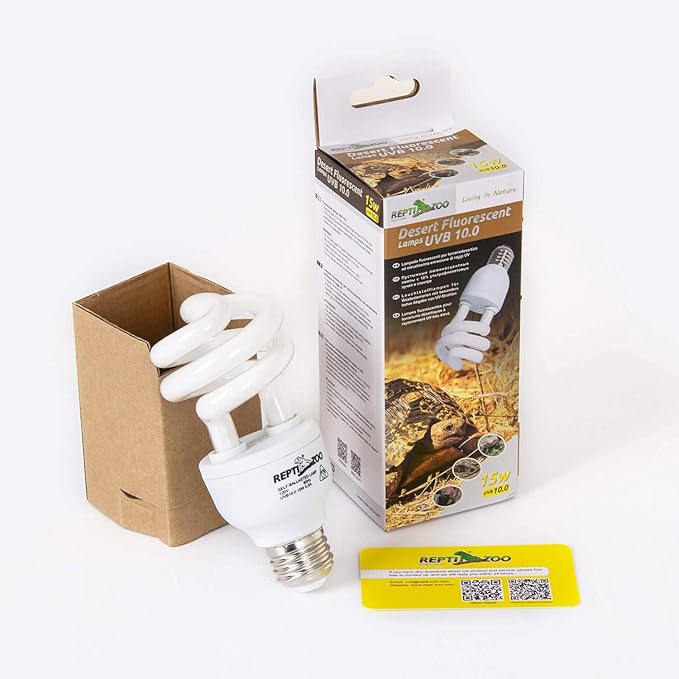REPTI ZOO Energy Saving Lamps UVB Bulb Spiral Compact 15 Watts UVB 10.0 Reptile Light Bulb Fit for Desert Type Reptile/Snake/Lizard/Insect/Leopard Tortoise