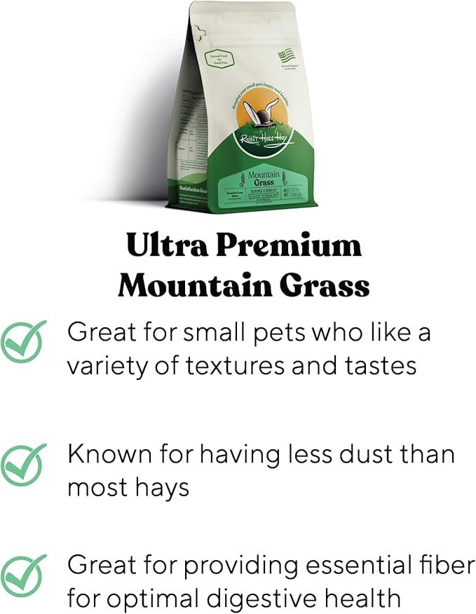 Rabbit Hole Hay - Ultra Premium Mountain Grass for Small Pets - 5 lb Box - Hand-Sorted Freshness