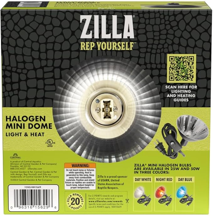 ZillaReptile Light & Heat Halogen Mini Dome for Reptile Terrariums One Size