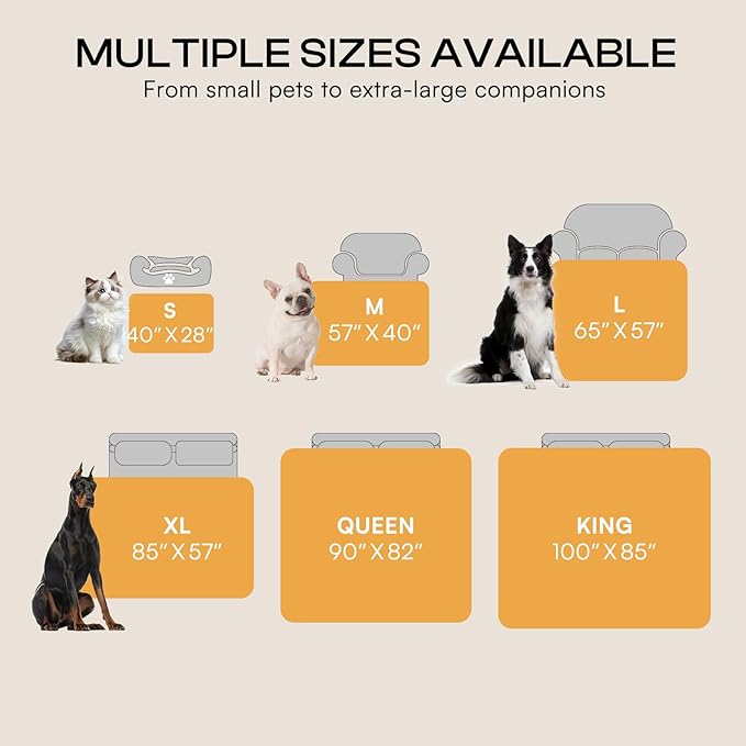 Waterproof Pet Blanket, Liquid Pee Proof Dog Blanket for Sofa Bed Couch, Reversible Sherpa Fleece Furniture Protector Cover for Small Medium Large Dogs Cats, Grey Beige Large(65" x 57")