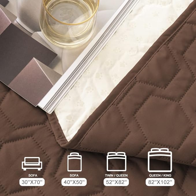 Tcksstex Waterproof and Anti-Slip Dog Bed Cover and Pet Blanket Sofa Pet Bed Mat car Incontinence Mattress Protectors Furniture Couch Cover for Most Cats Dogs, Pets(30x70-Chocolate)