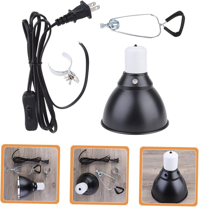 Housoutil 110v Reptile Light Fixture Clamp Lampshade for Terrariums Lightweight and Easy to Install for Turtles Lizards and Snakes Heat Dissipation
