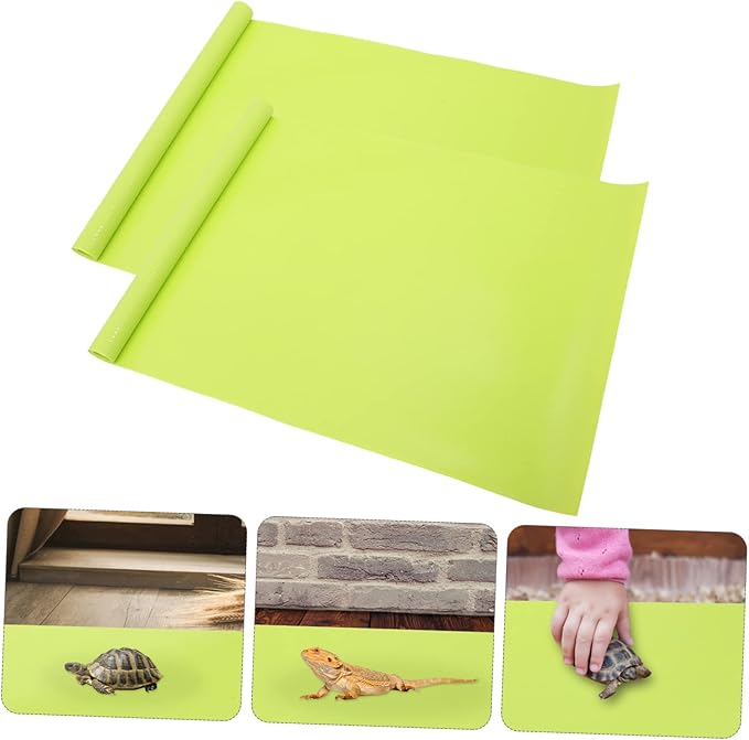 Mikikit 2pcs Reptile Carpet Liner Mat for Terrariums and Bedding for Snakes Turtles and Lizards Green for Tanks