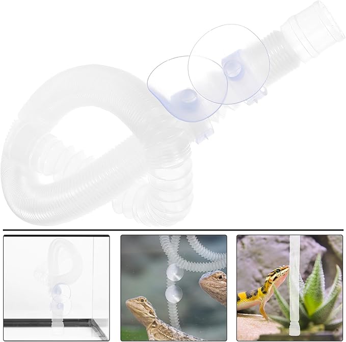 INOOMP Reptile Humidifier Extension Tube 16.33 Inch Flexible Hose with Suction Cups for Terrarium Misting System and Amphibian Cage Accessories