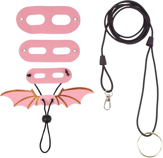 Lizard Harness and Leash Set with Wings Adjustable 3 Pack S M L Soft Leather Reptile Costume Accessories for Bearded Dragon Chameleon Guinea Pig Small Animal Pink