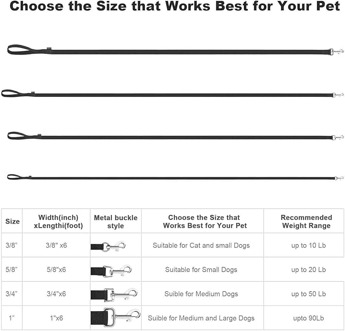 AMAGOOD 6 FT Cat Leash, Strong and Durable Traditional Style Leash with Easy to Use Collar Hook,Cat Lead Great for Cats (3/8 in x 6 ft,Black and Pruple(2-Pack))