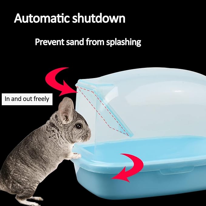 kathson Dwarf Hamster Bathroom, Chinchilla Sauna Room Plastic Sand Bath House Ideal for Gerbils, Hedgehog, Squirrel and Other Small Animals (Blue)