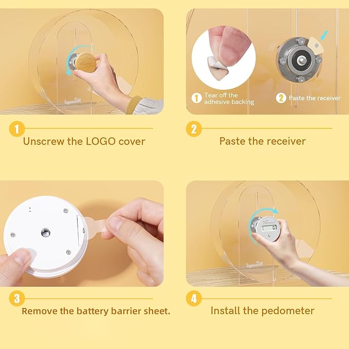 Niteangel Super-Silent Hamster Exercise Wheels with Pedometer- Quiet Spinner Hamster Running Wheels with Adjustable Stand for Hamsters Gerbils Mice Or Other Small pet