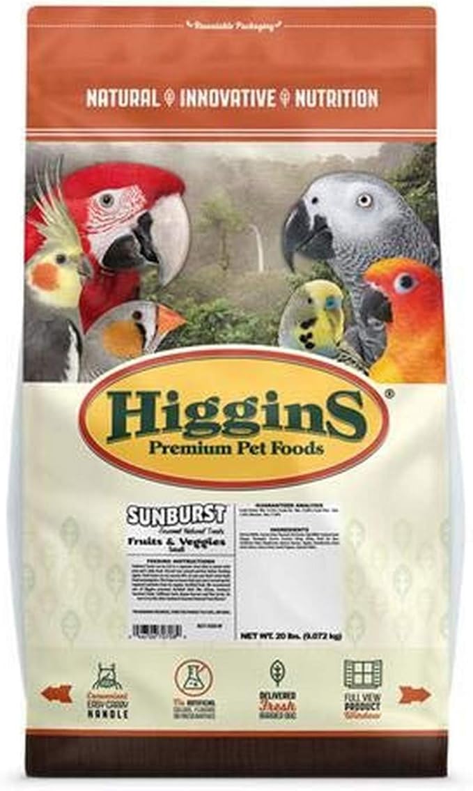 Higgins Sunburst Fruit & Veggie Small Hookbill, 20 Lb