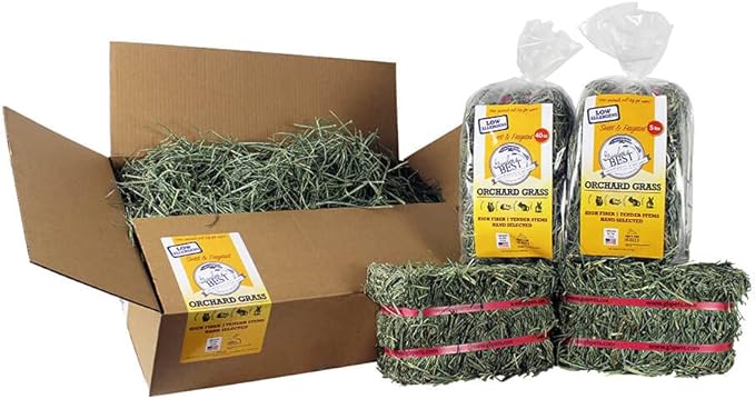 Grandpa's Best Premium Orchard Grass Hay for Rabbits, Guinea Pigs, Chinchillas, Hamsters & Gerbils, 20lb Loose Boxed, Brown