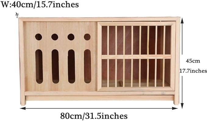 Semi-Shaded Bird Carrier, Household Moisture-Proof Bird Cage, Natural Pine Pigeon Utensils, (80 * 40 * 45cm)