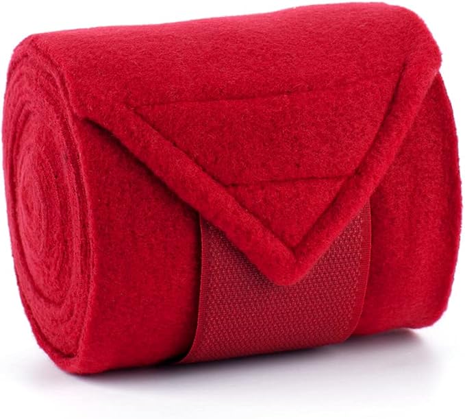 Horse Polo Wraps 2.5m Soft Fleece Polo Wraps Equestrian Leg Bandage Wrap Set of 4 Packs (Red - 2.5m)