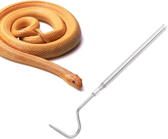 WACOOL 2 in 1 Collapsible Snake Hook, Adjustable Snake Tong Snake Grabber Cather Stick Handheld Pick-up Tool, 2 Hooks Suitable for Small Snake & Large Snake Catching Controlling Moving