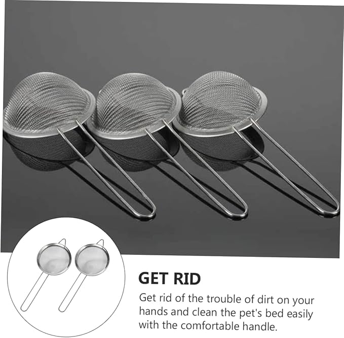 TOYANDONA 2pcs Reptile Excrement Sand Shovel Mesh Cleaning Tool for Tortoise Lizard Snake Scorpion Easy to Clean Silver Design