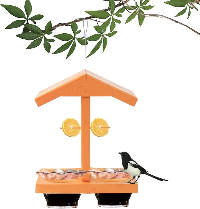 Clear Chamber Bird Feeders Water Dispenser Hanging Wood Construction Garden Accessory Weatherproof Hanging Bird Feeders