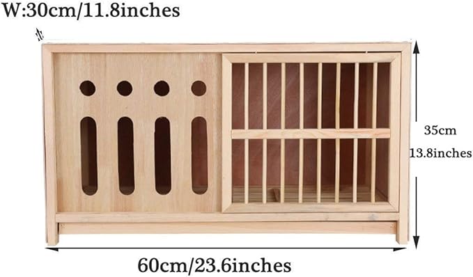 Semi-Shaded Bird Carrier, Household Moisture-Proof Bird Cage, Natural Pine Pigeon Utensils, (60 * 30 * 35cm)