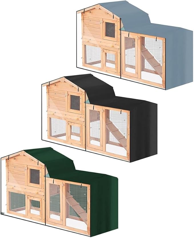 Triangle Rabbit Hutch Cover, Outdoor Guinea Pig Cage Protector, Heavy Duty 210D Oxford Cloth, Windproof Dust Cover with Clear Front Folding, Weather Resistant S(black 180x52x86cm)