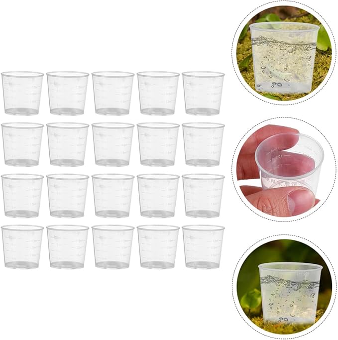 30pcs Reptile Feeding Dish Set 20ml Reusable Gecko Food Measuring Cups Washable Water and Food Scale Cups for Lizard Terrarium Feeding
