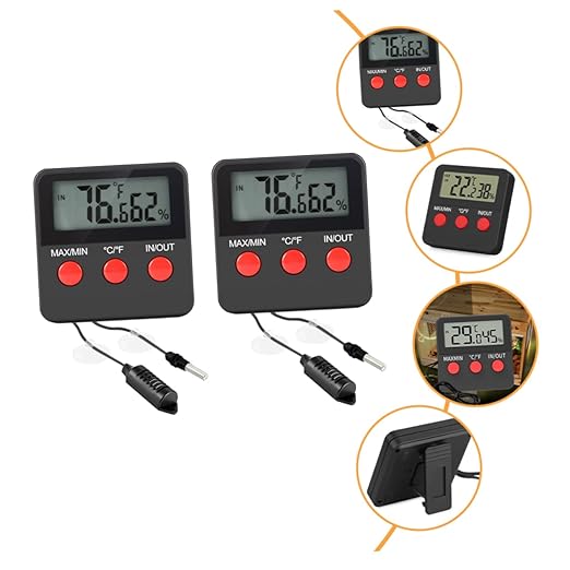 UKCOCO 2sets Digital Aquarium Thermometer for Home Reptile Tank Terrarium Humidity Monitor Snake Lizard Accessories