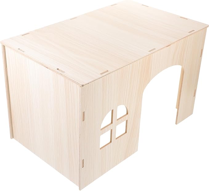 LUOZZY Wooden Hamster Hideout House Small Animal Wooden Hut Habitat Guinea Pig Chinchilla Hideout Hamsters Bunny Sleeping Hiding House
