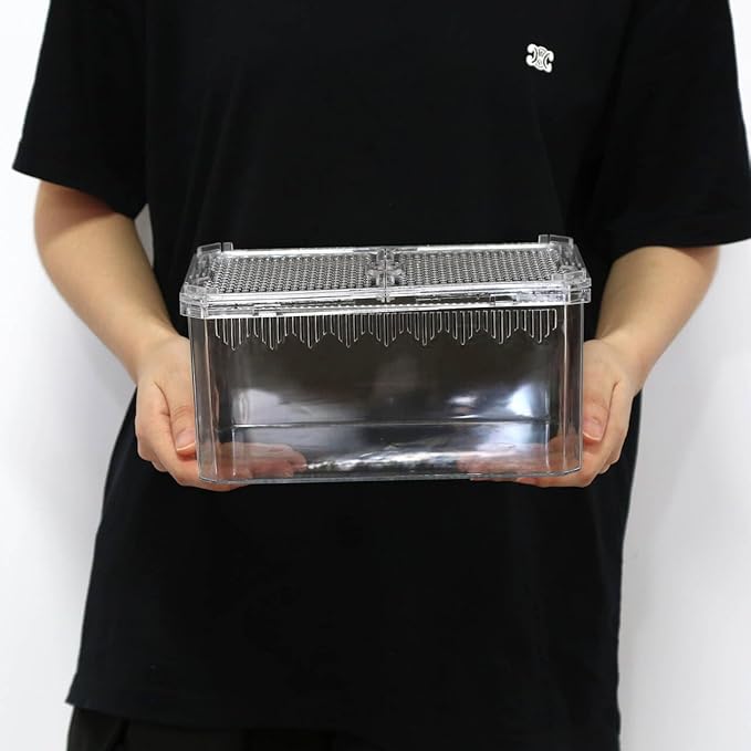 【No Assembly】 Breathable and Secure Reptile Tank with high Transparency - Ideal Container House for Hermit Crab, Tarantula Enclosure, Turtle Tank or Jumping Spider Habitat (M)