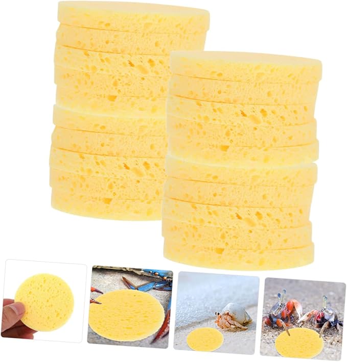 Happyyami 50pcs Crab Humidity Sponges for Pet Habitat Nutrients Providing Water-Absorbing Sponges Moisture Retaining Sea Creature Supplies for Crab Tanks and Terrariums