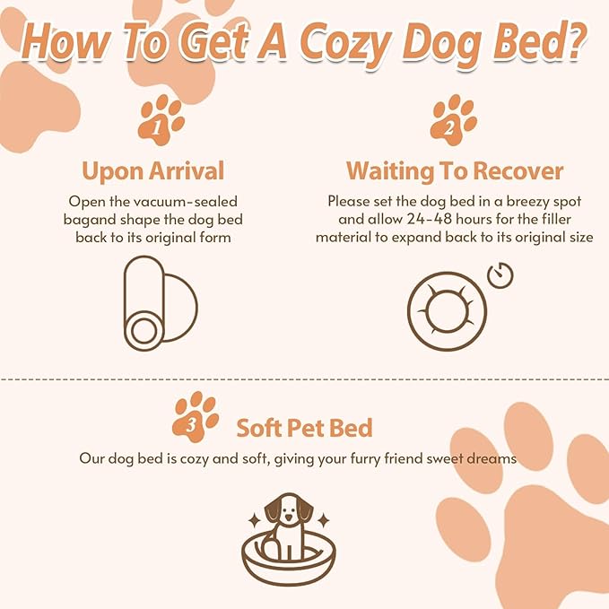 JOLLYVOGUE Calming Dog Bed Medium Size Dog, 31in Donut Washable Medium Pet Bed, Anti-Slip & Anti-Anxiety Fluffy Faux Fur Round Dogs Bed, Fits up to 45 lbs Pets (Peach Pink)