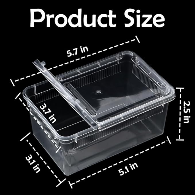 5 Pack Small Reptile Terrarium Breeding Box Transparent Hatching Container Plastic Feeding Box for Gecko Frog Spider Scorpion Centipede Insect