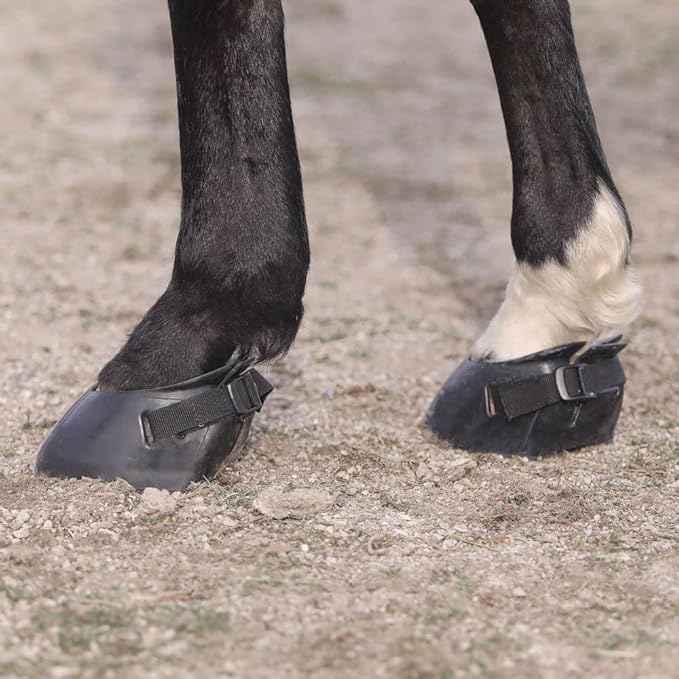 Dura-Tech Protective Rubber Horse Boot | Ultimate Hoof Protection | Ideal Between Trims or Lost Shoes | Easy Slip-On Style | Secure 1" Wide Adjustable Strap | Non-Slip Traction Bottom