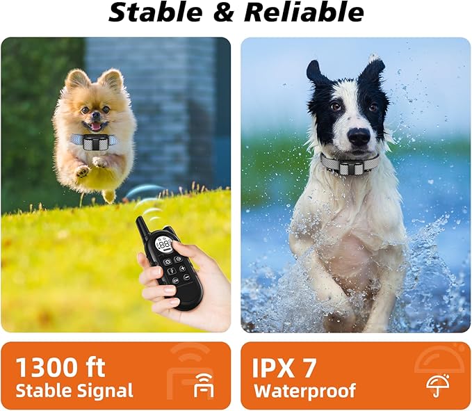 Tiniest Dog Shock Collar, Lightest Dog Training Collar with Remote for Small Dogs 5-30lbs & Medium Large Dogs/Puppies, Waterproof, Rechargeable, 1300ft Range (White Black Dot&Ultra Tiny)