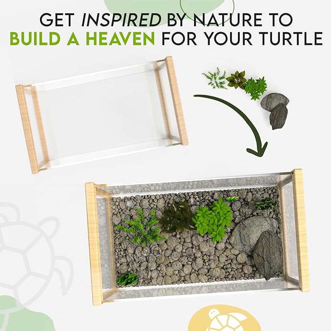Okköbi Turtle Aquarium Kit - Aquatic Turtle Tank with Filter and Light + Turtle Basking Platform, Perfect Turtle Starter Kit for Kids, Small Turtle Tank for Baby & Juvenile Turtle