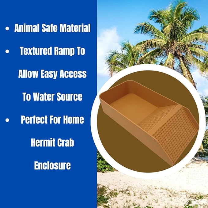 Chatelet Hermit Crab, Lizard, Turtle, Amphibian XL Watering Pool | Platform Pool Accessory with Access Ramp for Pet Habitats | 9.75" x 5" | Made in USA (X-Large) (Salt Only, Tan)