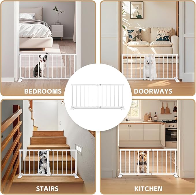 Freestanding Short Dog Gate - No Drill Pressure Mount, 13" Tall Small Pet Gate Easily Step Over, 16"- 30'' Width Expandable Metal Small Puppy Gate for Stairs, Doorways, Kitchen, House, Indoor/Outdoor