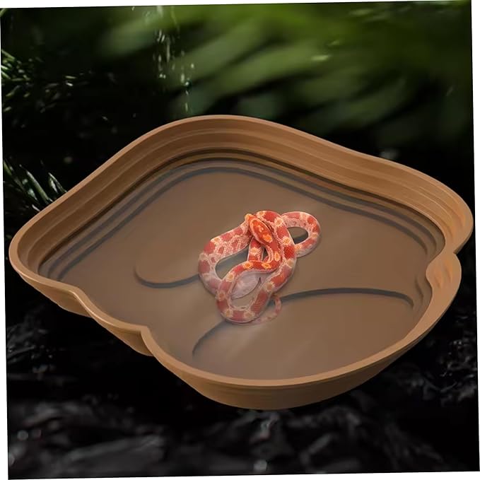 Reptile Bathing Pool, 2PCS Plastic Reptile Water Dish with Ramp Easy Climbing Turtle Water Bowl for Gecko, Snake, Turtle, Bearded Dragon, Lizard, 6.4x4.8in