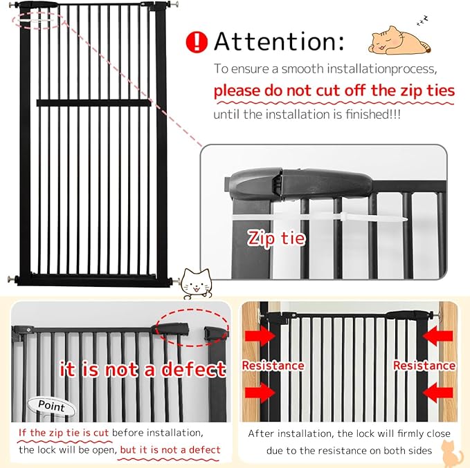 Lumizone Extra Tall Pet Gate 55.12" High Pressure Mounted 30.12"-38.38" Extra Wide (9 Sizes) 1.37" Gap for Cat Dog Stairs Doorway Hallway No Drilling Auto-Close (30.12"-38.38" W, Black)