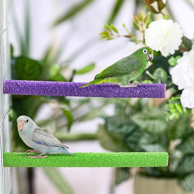 Novabright 10 Pack Bird Perch Stand Toys, 5 Pcs 7 Inch Wooden Corner Platforms & 5 Pcs 8 Inch Parrot Paw Grinding Sticks, Cage Accessories for Cockatiels, Budgies, Parakeets