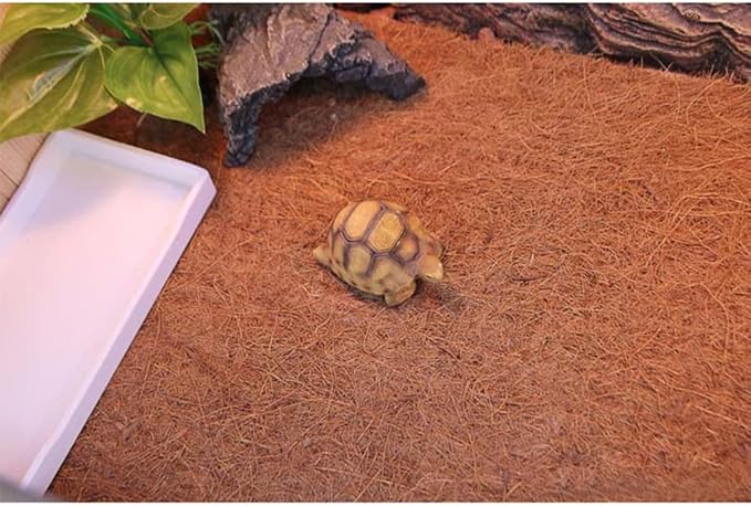 2pcs Natural Coconut Fiber Reptile Bedding Mat Soft Cushion Wear-Resistant Liner for Tortoise Lizard Snake Breathable Terrarium Substrate Easy to Cut Maintain