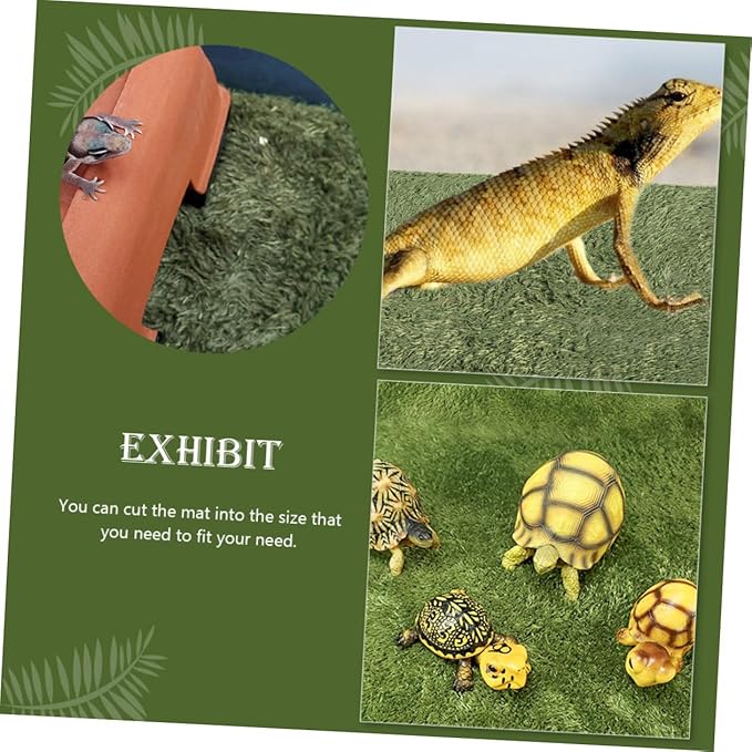 Happyyami Realistic Fake Grass Iguana Cage Decor Turtle Aquarium Reptile Tank Background Heat-Preserving Reptile Supply