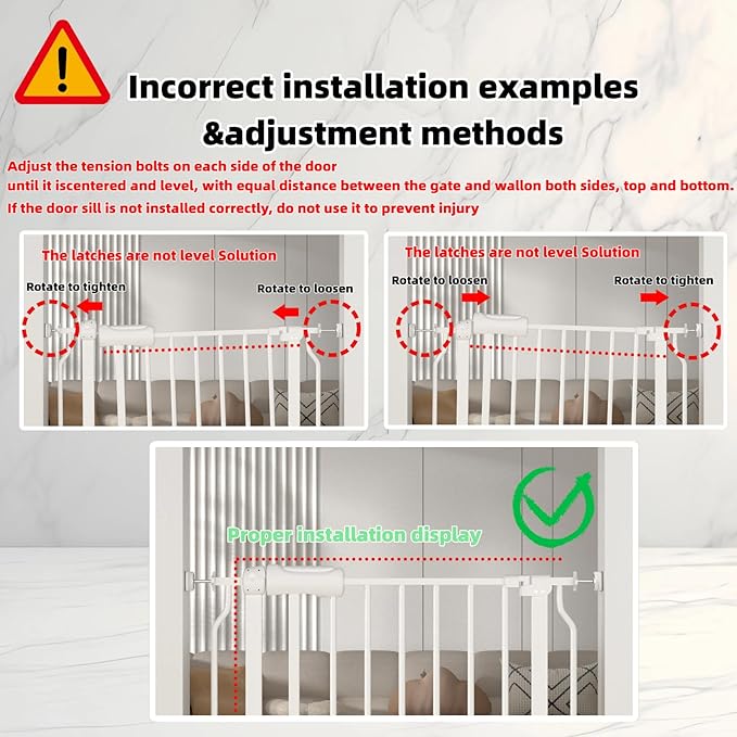 Extra Wide Baby Safety Gate 29.6-33.8Inch Auto Close Child Gates, Pressure Mounted Gate for Stairs & Doorways, Indoor/Outdoor Heavy-Duty Pet Gate for Toddlers, Dogs, White